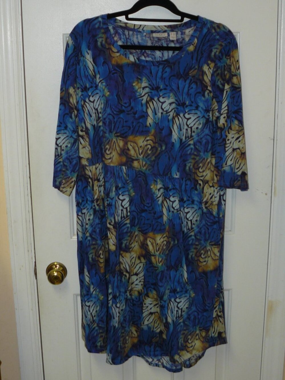 LOGO by Lori Goldstein Petite Printed Cotton Modal Dress Sz LP